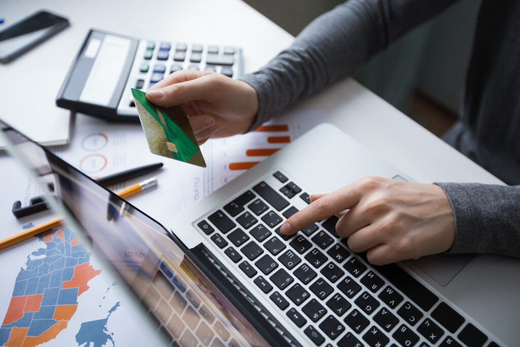 cropped view of manager making online payment